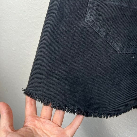 American Eagle AE Black Corduroy Frayed Hem Overall Mini Dress Size Medium - Picture 7 of 9